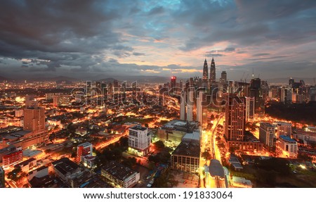 Kuala Lumpur City Centre during beginning of Sunrise Kuala Lumpur City Centre during beginning of Sunrise