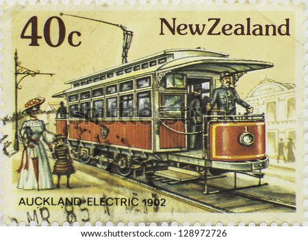 NEW ZEALAND - CIRCA 1985: stamp printed by New Zealand, shows Auckland Electric, circa 1985