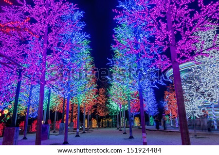 LED Decoration Festival. Concept of energy saving and cool light