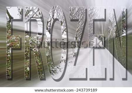 Frozen word with blurred background