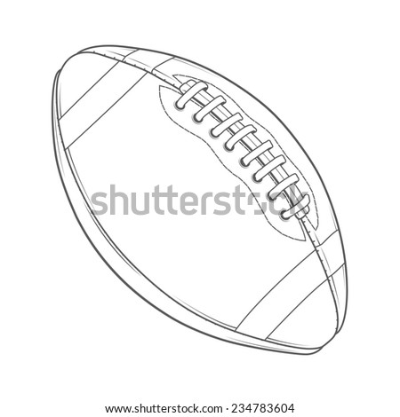 American Football Ball isolated on a white background. Monochromatic line art. Retro design. Raster copy.