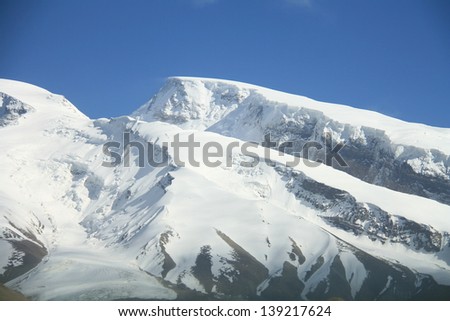 Glaciers on the summit of mount Muztag Ata, the father of ice mountains, on the Pamir Plateau, Taxkorgan, Kashgar, Xinjiang, China