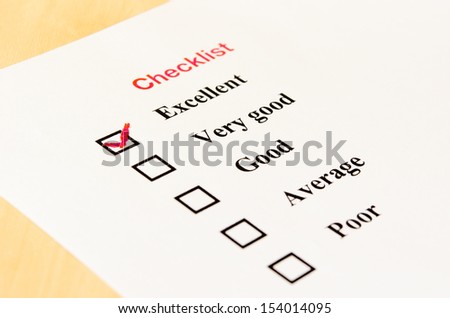 Check list form with check boxes and a red checkmark