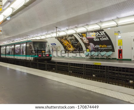 PARIS-DEC 25: Subway station for the trip in Paris France December 25, 2013