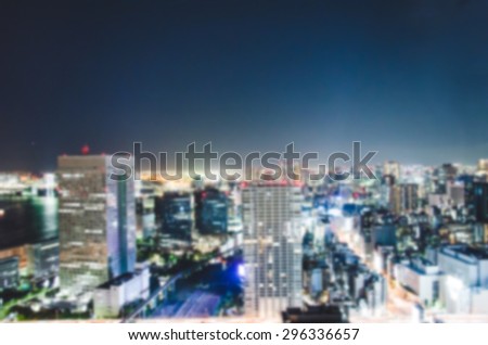 Blurred abstract background lights of beautiful Tokyo cityscape view