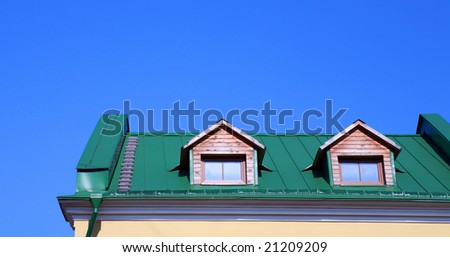 green roof on on house with wood garret