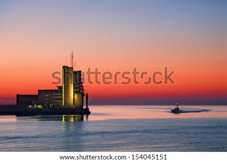 control tower on sea controlling maritime traffic