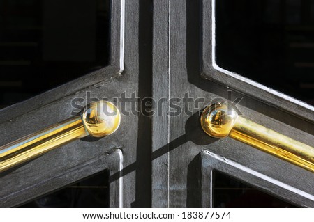 house door entrance with golden handle