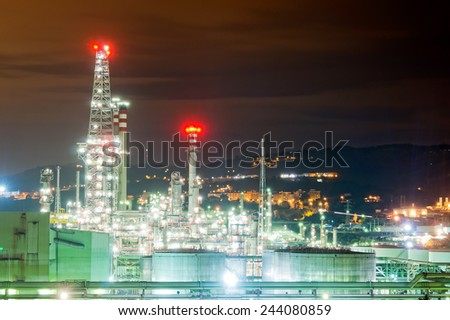 industrial refinery plant at night