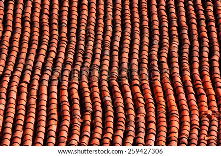 background of red roof tiles pattern