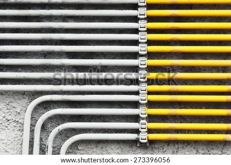 natural gas pipes on wall