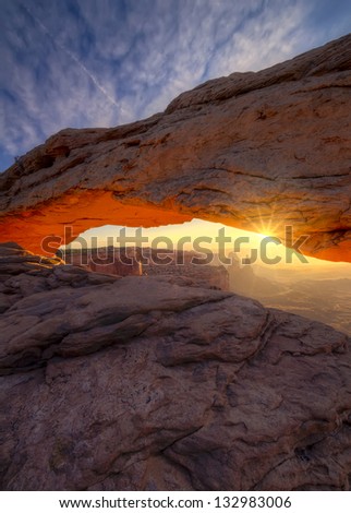 Vertical view of the magnificent focal point of Arches National Park, Utah