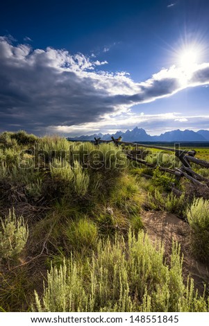 Late day summer shadows on the prairie of Grand Teton National Park, WY