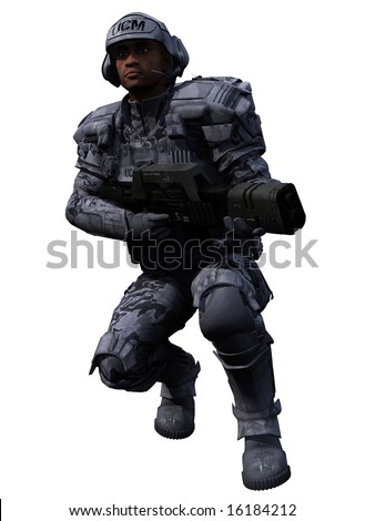 A digital render of an isolated Space Marine Ranger 2, 3d digitally rendered illustration