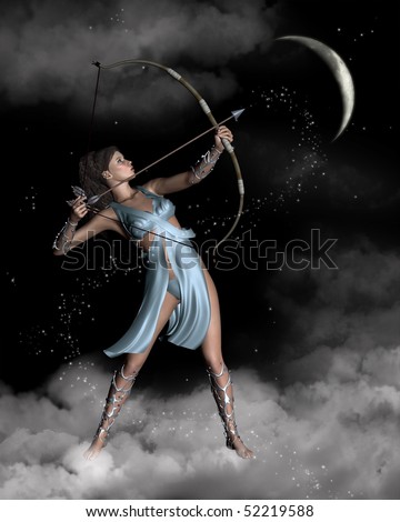 stock photo : 3D digital render of Diana the Ancient Roman Goddess of the 