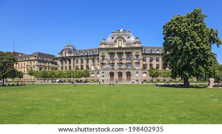 BERN, SWITZERLAND - JUNE 11, 2014: The University of Bern. The University of Bern is a university in the Swiss capital of Bern, founded in 1834, regulated and financed by the Canton of Bern.