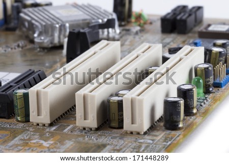 electronics on the white background