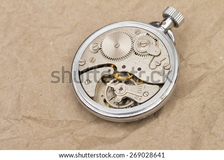 clock mechanism on the white background