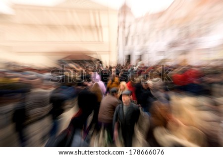 Crowd of people with zoom effect