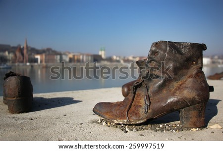 The Shoes on the Danube Bank monument in Budapest, Hungary, was built in memory of the jews who were killed by fascist Arrow Cross militiamen in Budapest during World War II