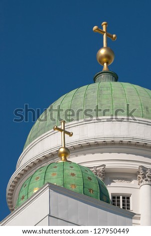 Religious crosses on cathedral domes