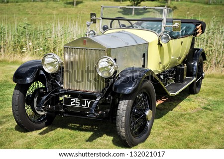 CHICHESTER, WEST SUSSEX - CIRCA 2011 - A vintage Rolls Royce motor car is on display at a car show circa 2011 in Chichester. Rolls Royce sales have continued to climb in recent economic uncertainty