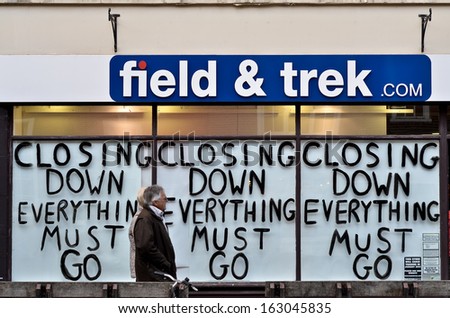 CHICHESTER, ENGLAND - NOVEMBER 10: Field & Trek hold a closing down as Christmas approaches, taken on November 10th in Chichester, England