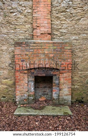 The fireplace inside a house in the abandoned village of Tyneham in Dorset