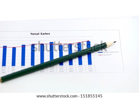 Total sale plan with pencil isolated on white