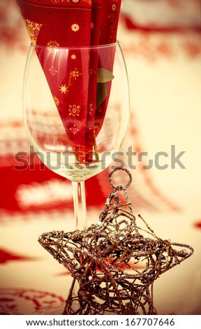 Wine Glass with Christmas Ornament