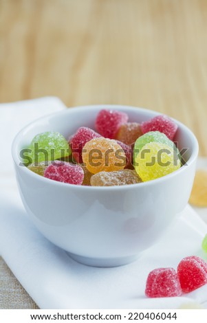 Colorful gummy candies on the table