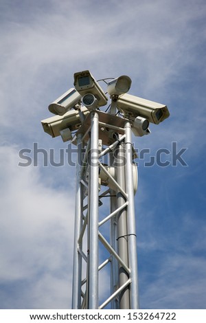 Mast with surveillance cameras