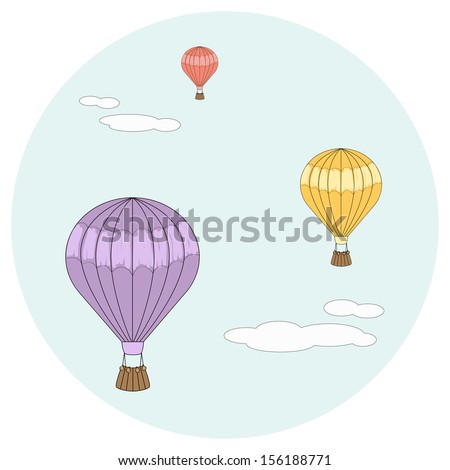 Hot air balloons in the sky. Represents freedom and travel.
