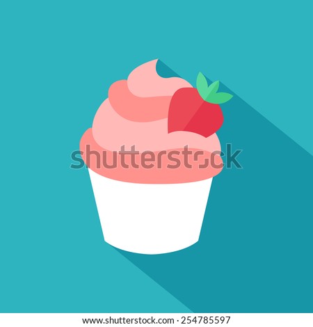 Frozen yogurt or cup of ice cream icon. Flat design. Vector illustration