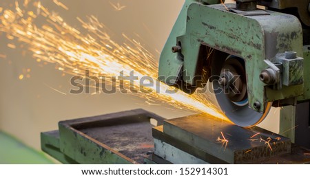 grinding machine on work and spark