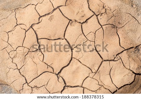 top view dry cracked soil dirt during drought