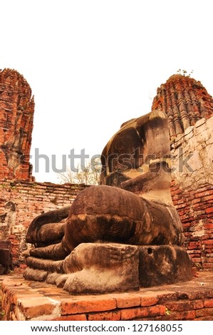 The old Body Buddha Statue Ayutthaya Thailand