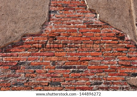 rough wall background of red bricks texture,Thailand