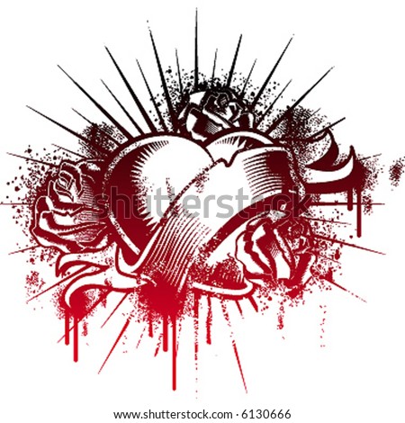 stock vector : handmade loving heart, tattoo style