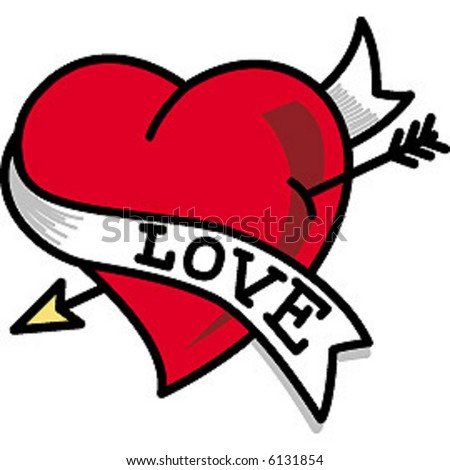 stock vector classic vintage tattoo heart