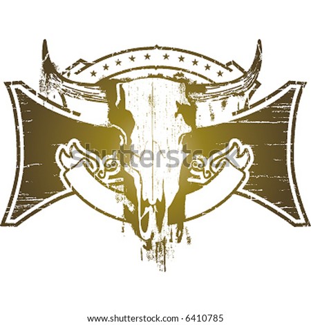 stock vector : cow skull emblem
