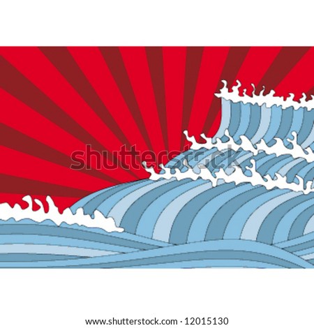 ocean waves cartoon. japanese cartoon wave