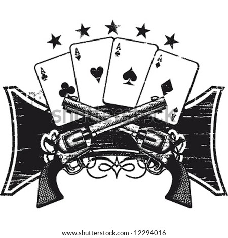 Emblem on Poker And Guns Emblem Stock Vector 12294016   Shutterstock