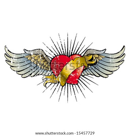 stock vector wings heart emblem