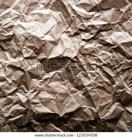 Crinkled sheet of brown paper