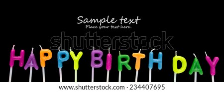 Happy birthday text candles with sample text
