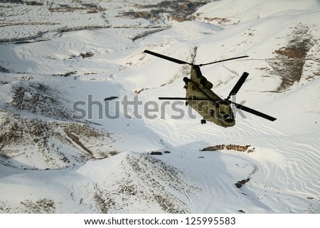 Helicopter over Snow