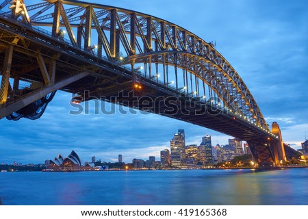 Sydney Harbour Bridge and Opera House view from Luna Park