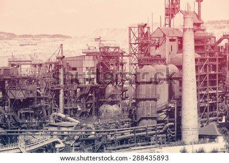the old plant, industrial landscape, metal, severely