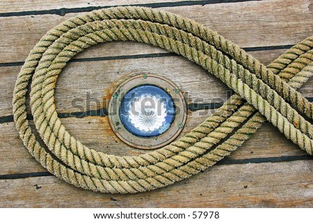 Rope on an old ship\'s deck